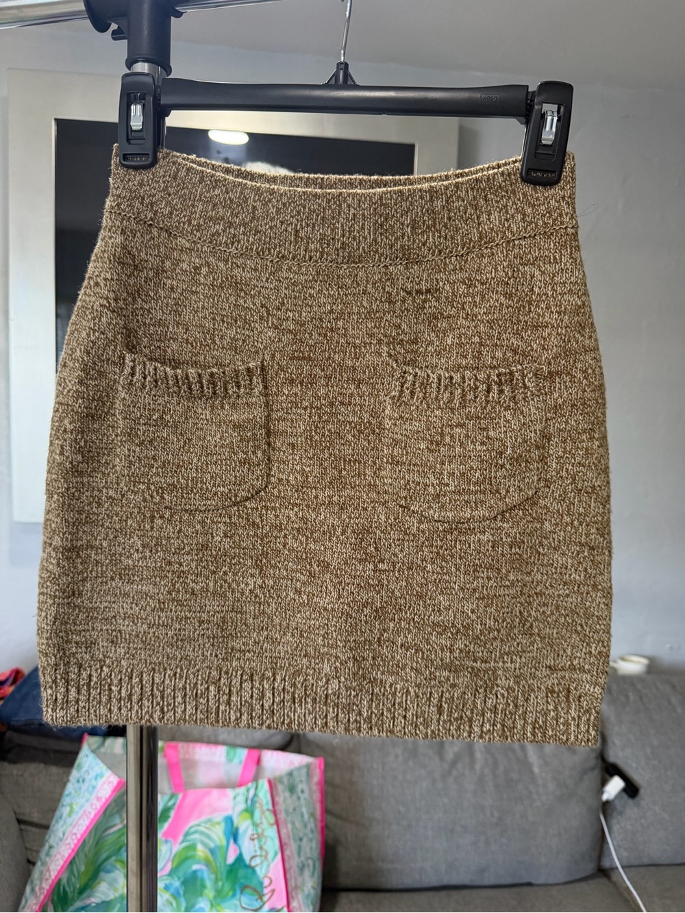 We The Free Brown Knit Mini Skirt Size XS Front Pockets #204